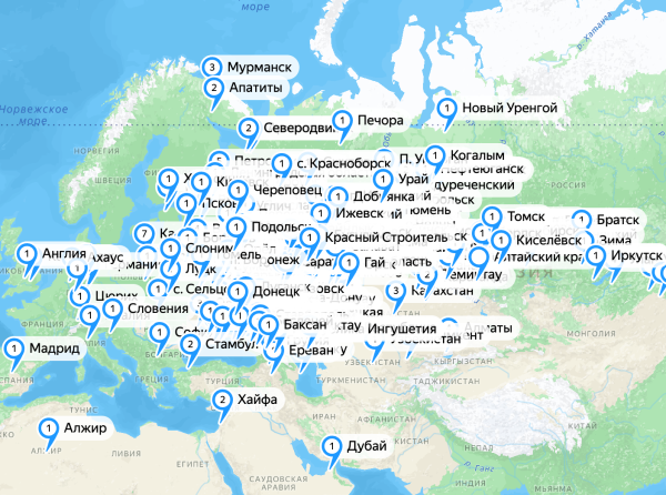 интерактивная карта нашего сообщества. Она показывает, где живут семьи, воспитывающие детей и поддерживающие близких с синдромом Вильямса, — в России и других странах русскоязычного пространства.